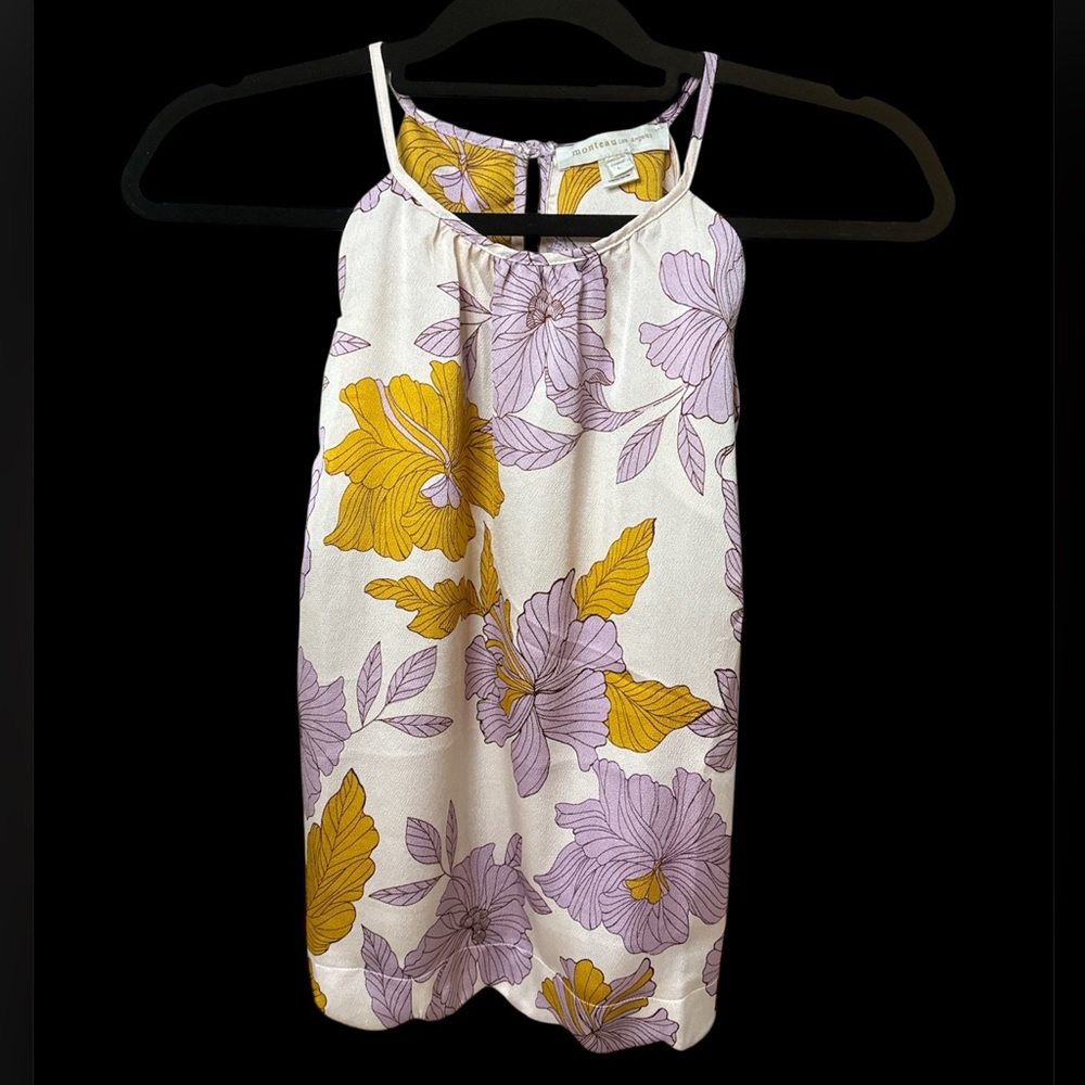 Monteau Los Angeles Women’s Floral Halter Purple & Gold Top. Size - L